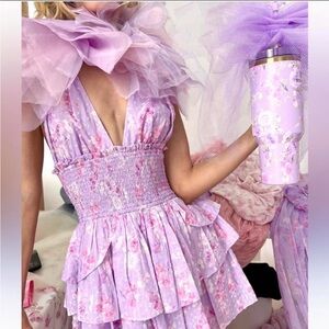 LOVESHACKFANCY CLASSIC FAVORITE HALTER DRESS HIBISCUS HAPPY THOUGHTS